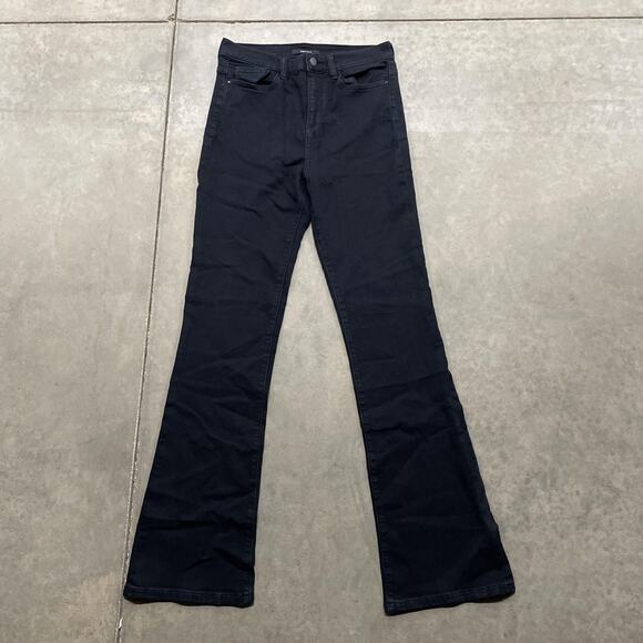 Forever 21 Jeans Womens 27 Black Mid Rise Bootcut Flare Stretch Denim Pants - Picture 1 of 6